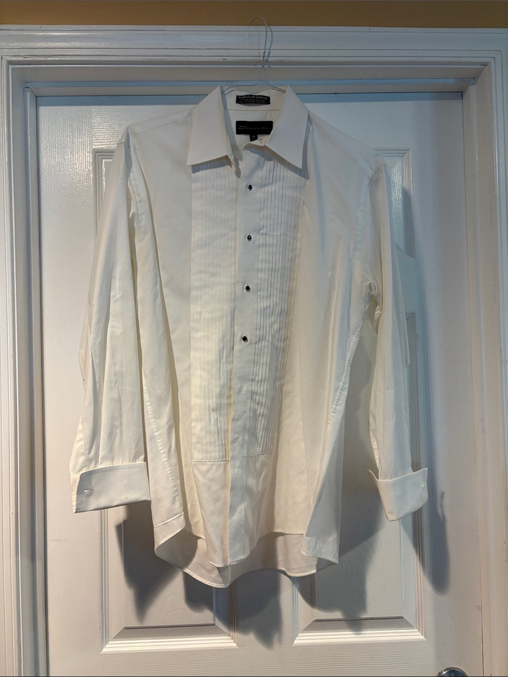 Classic Men's White Pleated-Front Dress Shirt